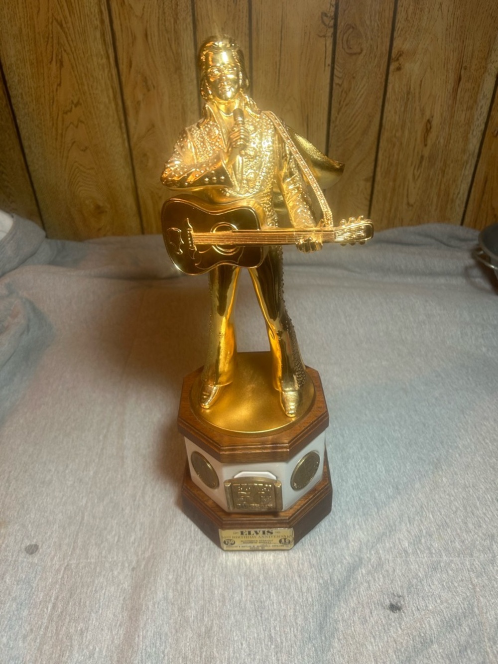 Gold Elvis Musician Figurine Decorative Accent music box and whiskey container